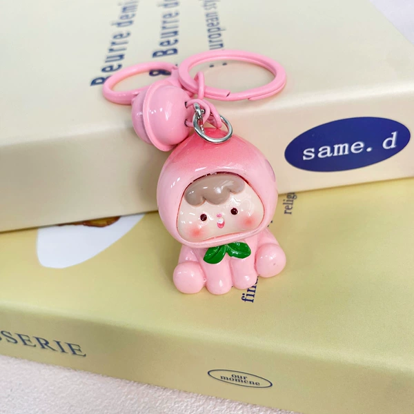 Three-dimensional Fruit Zaizai Bell Keychain [Peach]