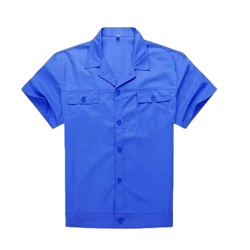 Ropa de trabajo de manga corta de verano, ropa de seguro laboral, poliéster, algodón, transpirable, absorbente de sudor, ropa de trabajo de taller, ropa de trabajo delgada, ropa de fábrica, secado rápido