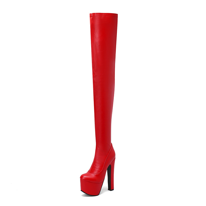 Neue Overknee-Stiefel für Damen mit superhohem Absatz, wasserdichte Plateausohle, rote Ritterstiefel mit seitlichem Reißverschluss für Nachtclubs_voghion.com