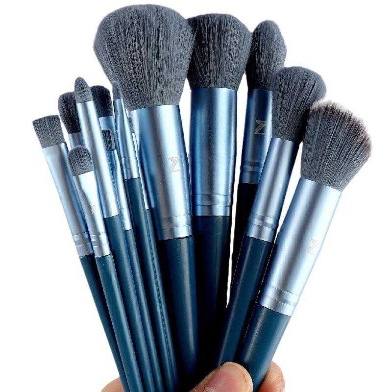 13 conjuntos de cepillo de maquillaje con bolsas de lana azul portátiles de cabello suave de gran tamaño Xiyintemu un cabello