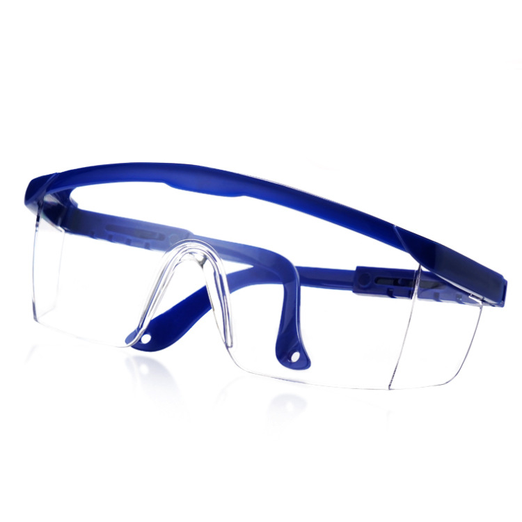 打磨防尘劳保防冲击耐刮擦防护眼镜防冲击护目镜蓝白伸缩腿护目镜