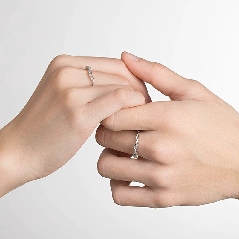 Silver bracelet for beloved, small design ring, 925 sample silver, on index finger, Birthday gift