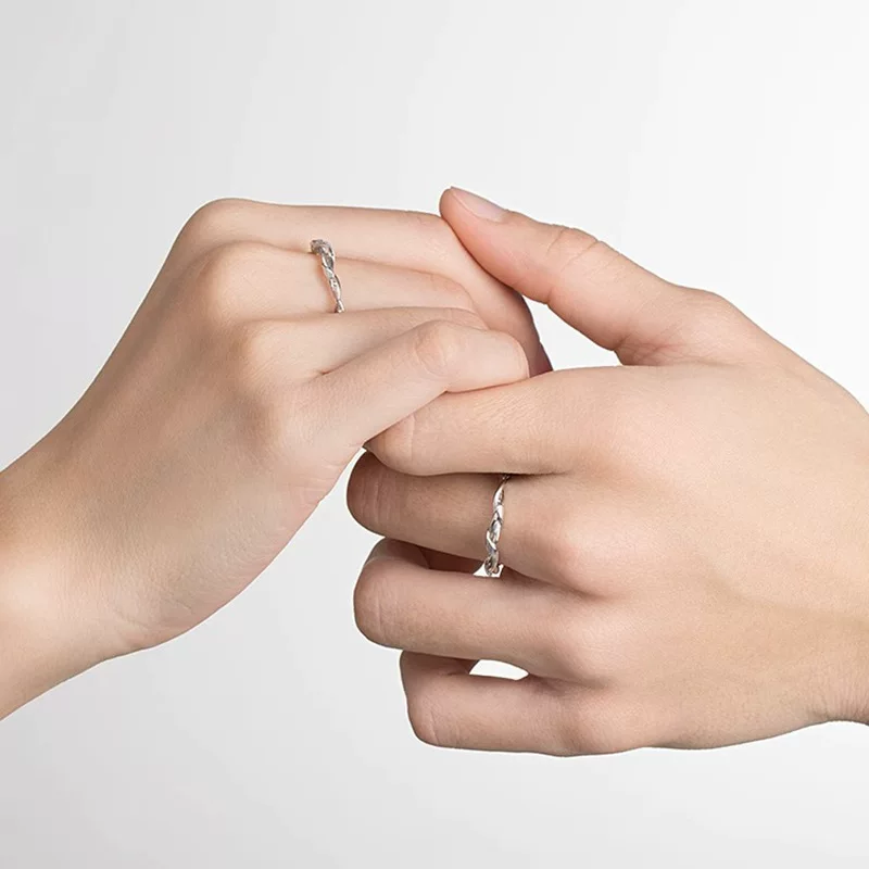 Silver bracelet for beloved, small design ring, 925 sample silver, on index finger, Birthday gift