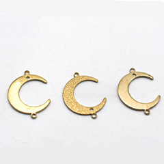DIY銅飾品配件 雙吊小孔月亮 手工耳飾項鍊手鍊串珠掛件 廠家直銷