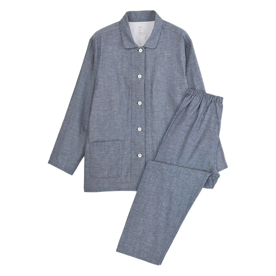 Двойная пряжа Пижама без боковой сшиты в японском стиле Хорошая домашняя одежда пара костюм 1