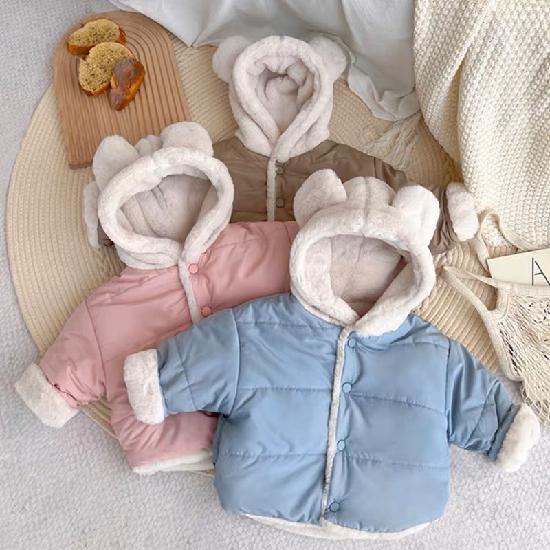 Weinig haar, mannelijke vrouwelijke schat, twee katoenen gewatteerde kleding met konijnenhaar erin, schattige baby warm_voghion.com