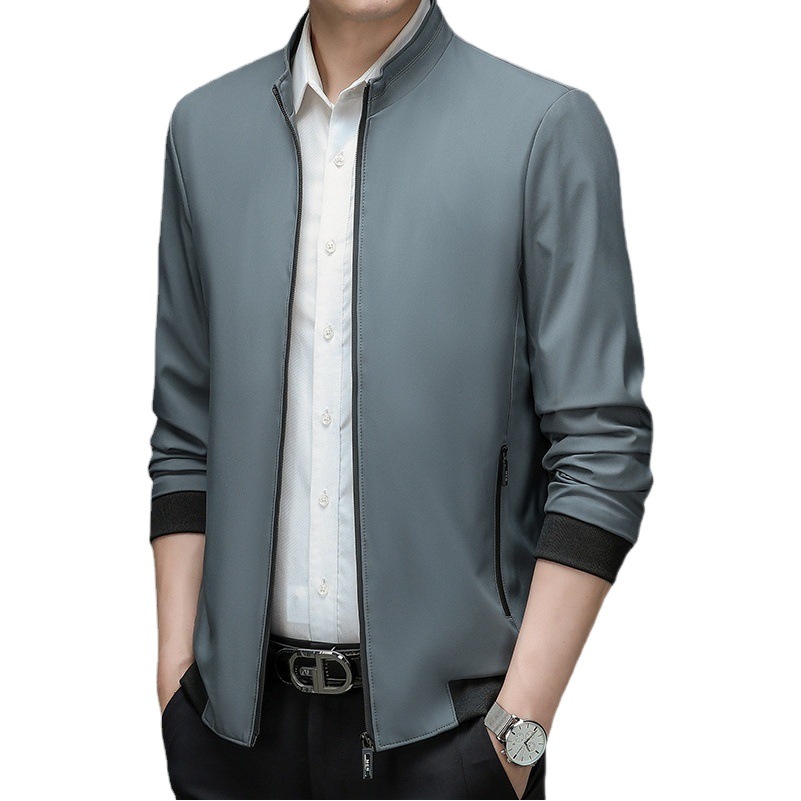 Venta directa de fábrica de invierno y otoño chaqueta de cuello alto transpirable de gama alta color sólido suelta casual chaqueta de mediana edad moda