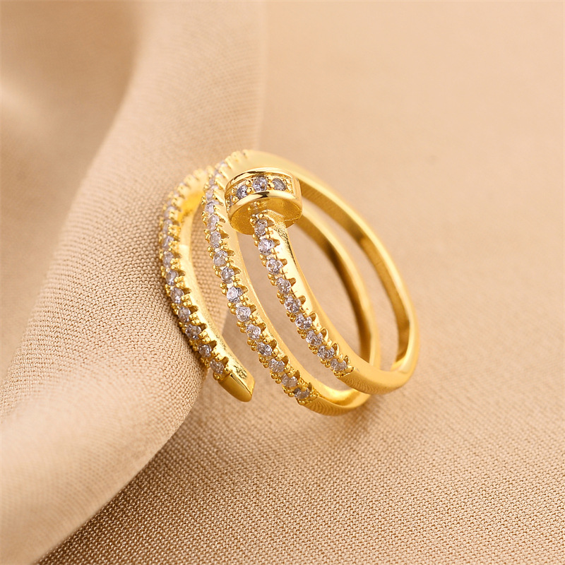 Women'S Gender Plating Design Fashion Style Fashion Geometric Copper Plating Zircon Open Ring 1 Piece