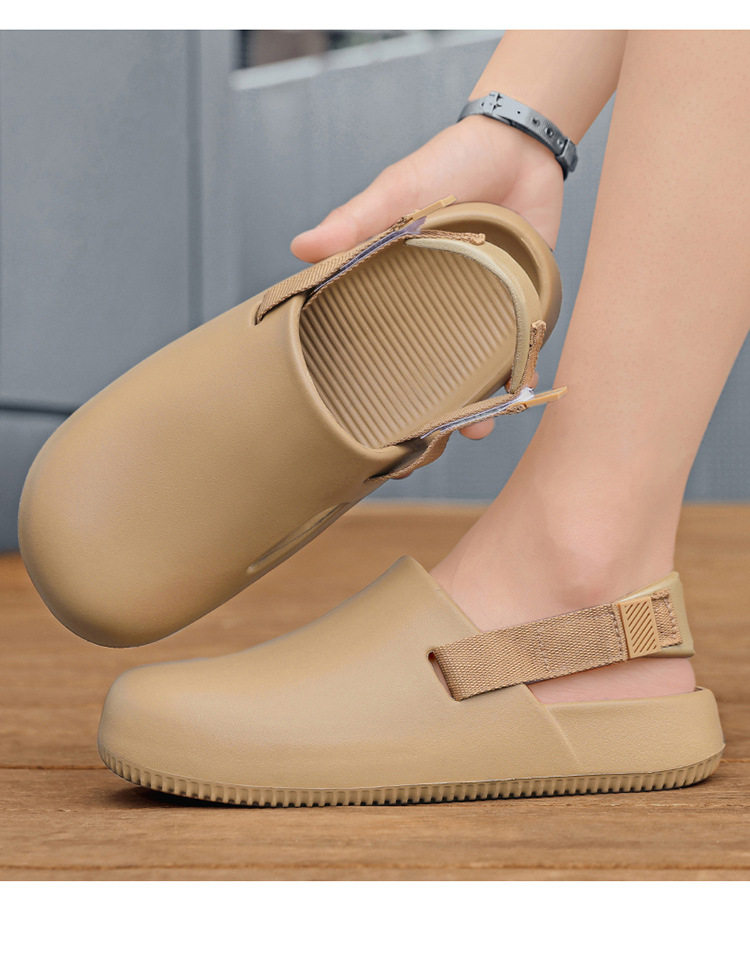 Dép lê nam bít mũi đúc nguyên khối đế mềm chống trượt, thoáng khí đi biển mùa hè — Màu kaki, Màu nâu, Xanh lá cây, màu xám chi tiết 22