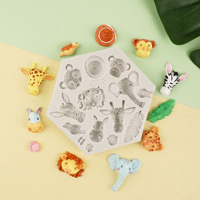 Animal Silicone Mold of Elephant, Lion, Monkey, Forest Candy System Chocolate Droplet Mold for Candy Cakes