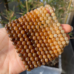 天然和田玉糖玉手串散珠子且末糖红糖圆珠手链diy手工配饰珠隔珠