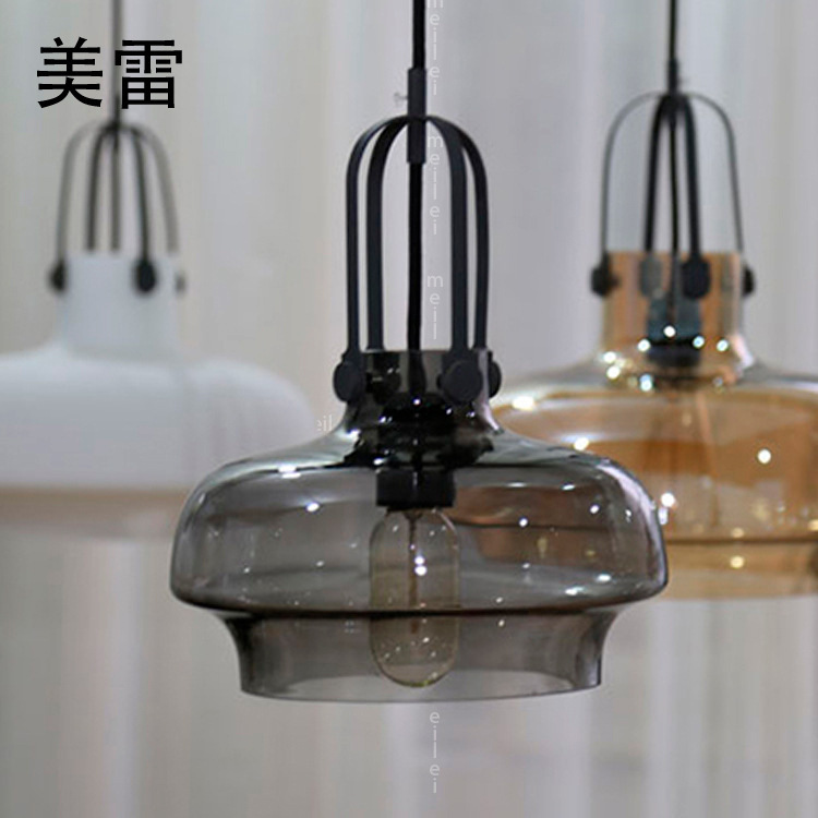 Creative Nordic simple industrial style home lighting dining room living room bedroom retro smoked glass chandelier