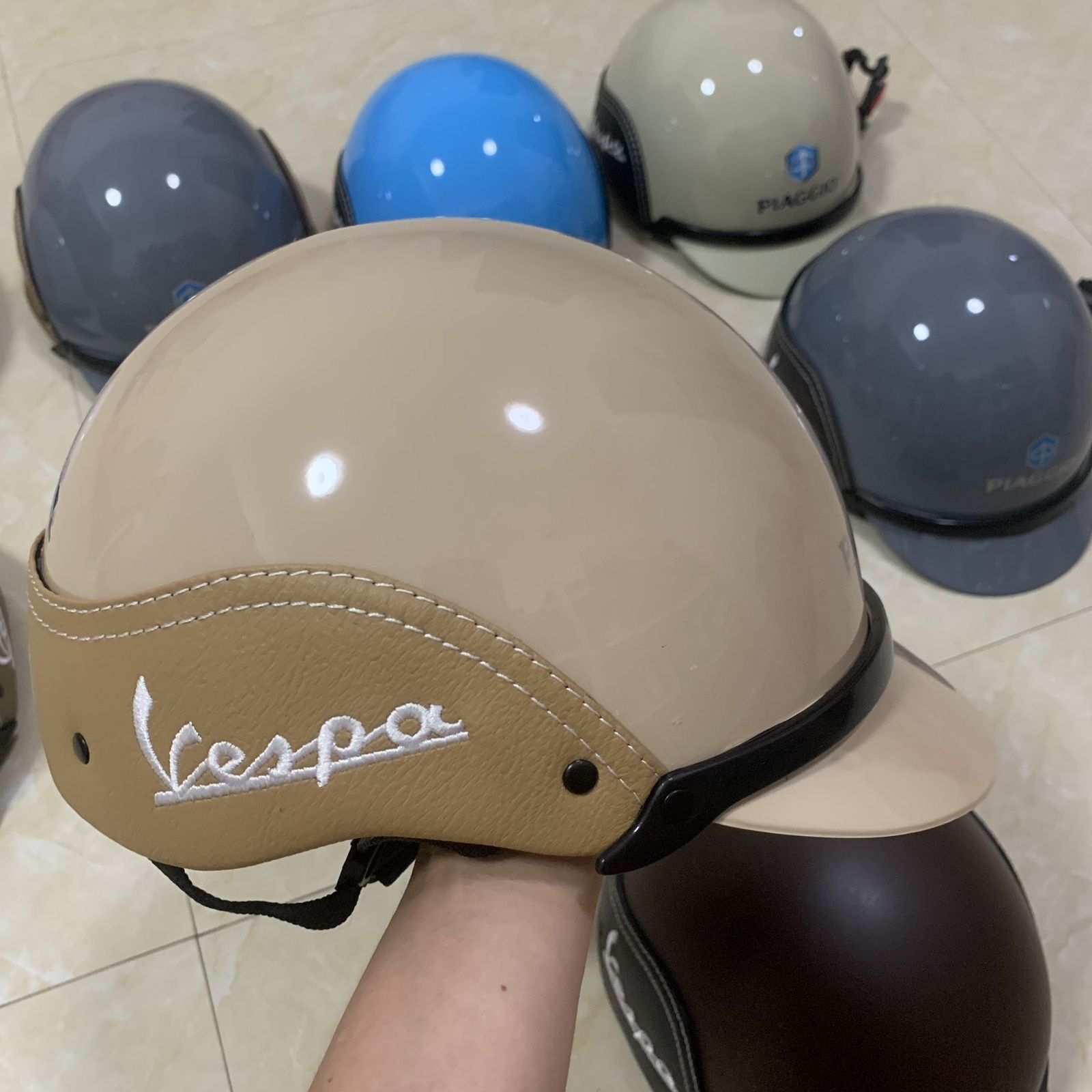 Helmet - Original: Piaggio Auto Parts and Accessories - beige-side-yellow