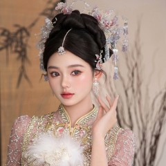 ヘラハイエンドスマートライト高級クリスタルタッセルヘアアクセサリー新中国風ライトカラーセットホワイトムーンライトウェディングブライダルヘッドドレス