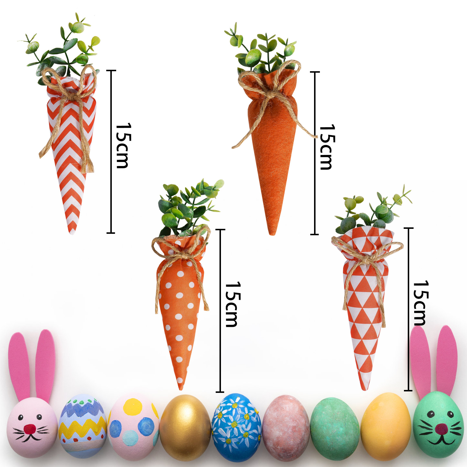 Nuevos productos transfronterizos de pascua colgante de rábano adorable patrón festivo naranja rayas manchas adornos decoración de fiesta