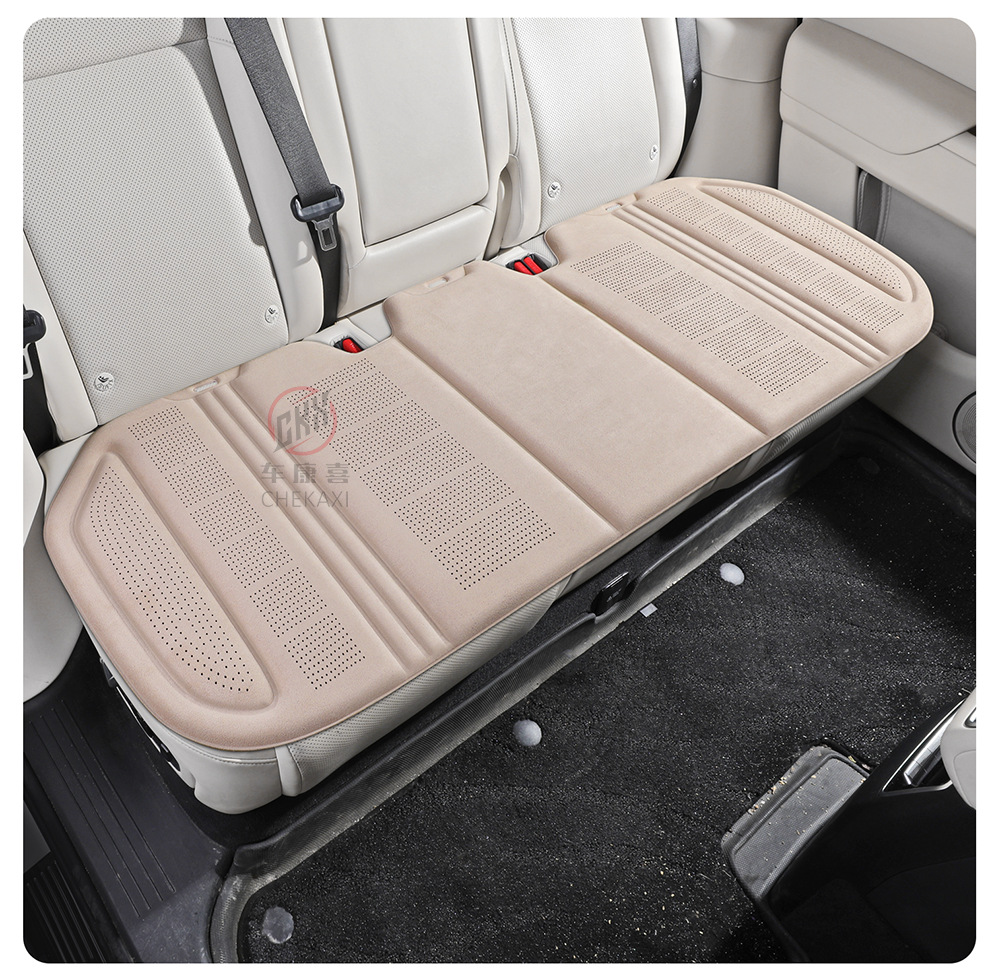 Car seat cushion for all seasons, single-piece seat pad, ventilated and breathable, made of latex and suede, semi-enclosed, non-slip, rear seat cushion