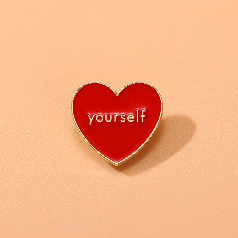 Alloy Material Cute Pin Letter Heart Shape Alloy Enamel Unisex Brooches