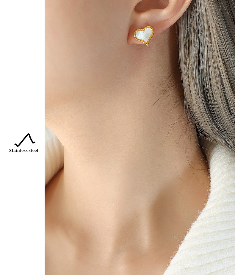 Elegant Geometric Titanium Steel Plating Shell Ear Studs 1 Pair