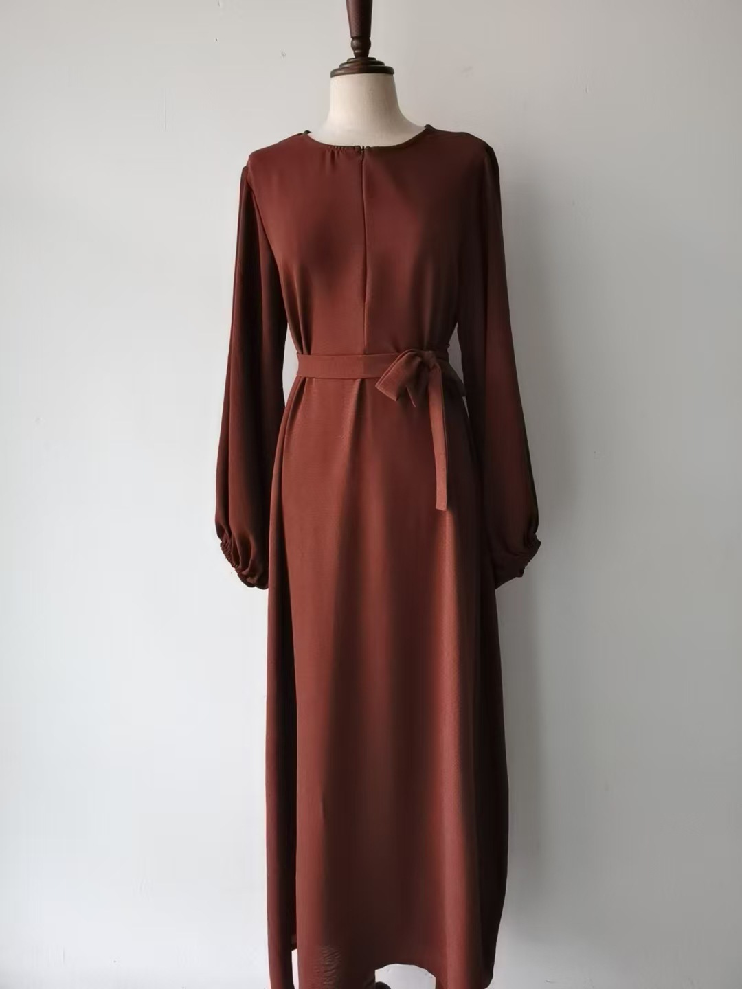 Women's Casual Dress With Cuffed Sleeves, Solid Color, Simple Elegant Daily Wear Tunic_ecoleips.com