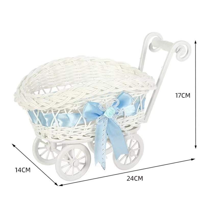 Lindo carrito decorado imitación de canastas de frutas de azúcar de Ratán canastas de frutas de azúcar para niños canastas de flores decoración de bodas bocadillos canastas de dulces