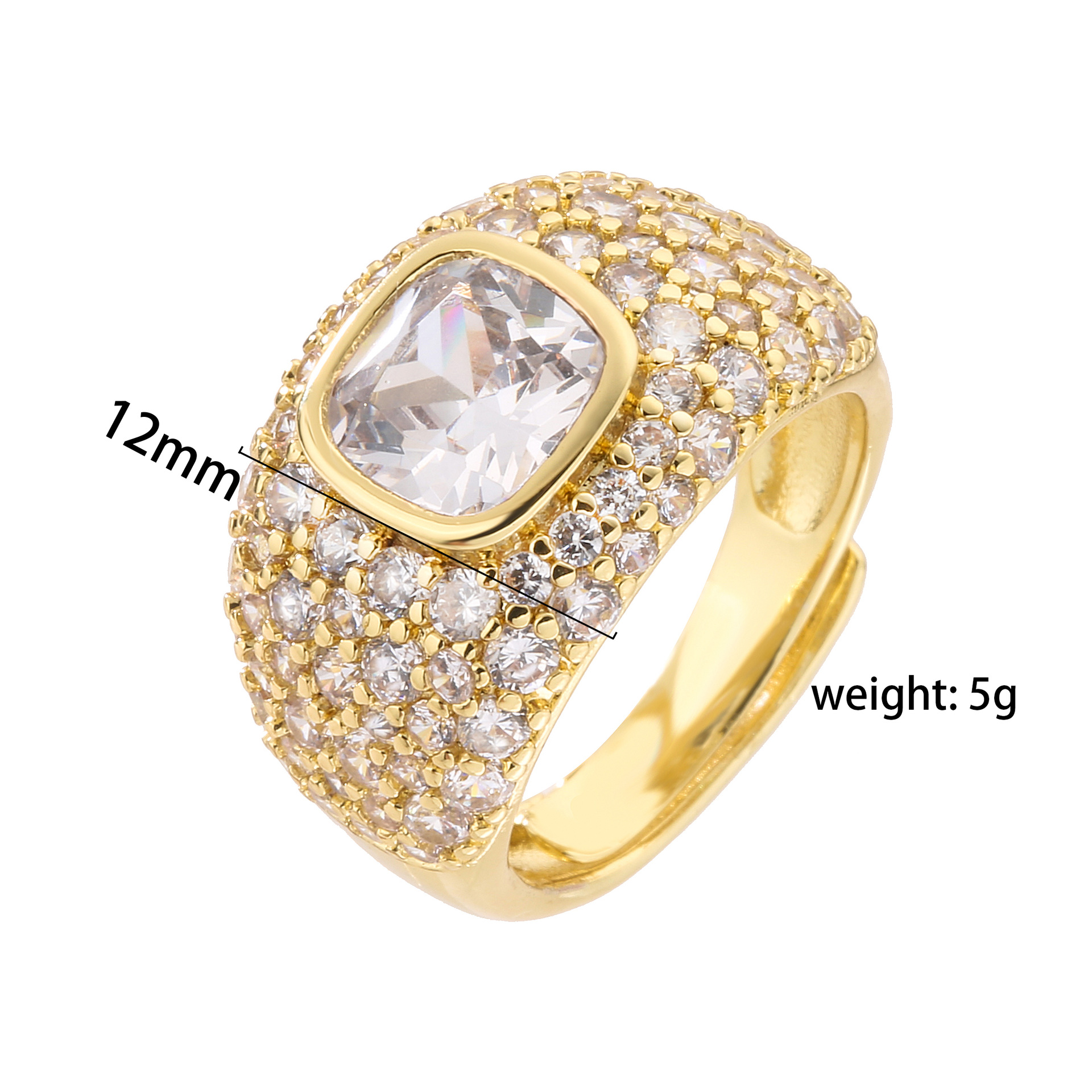 Ig-stil Geometrisch Kupfer Überzug Inlay Zirkon Offener Ring display picture 23