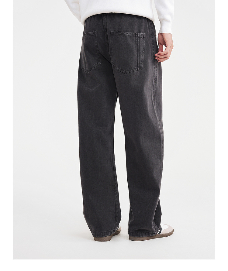 Quần jean nam ống rộng cotton phong cách Hàn Quốc — màu đen chi tiết 16