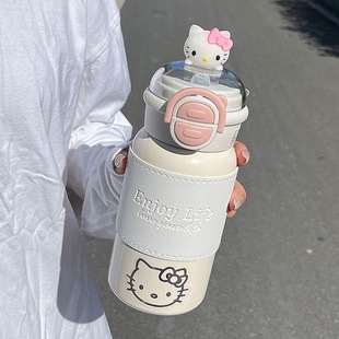 Thermos Cup Simple Niche Suction Tube Cup Small Portable Handle Stainless Steel High Color Value Portable Student Thermos Cup