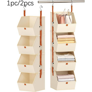 Foldable storage system, hanging organiser, storage box