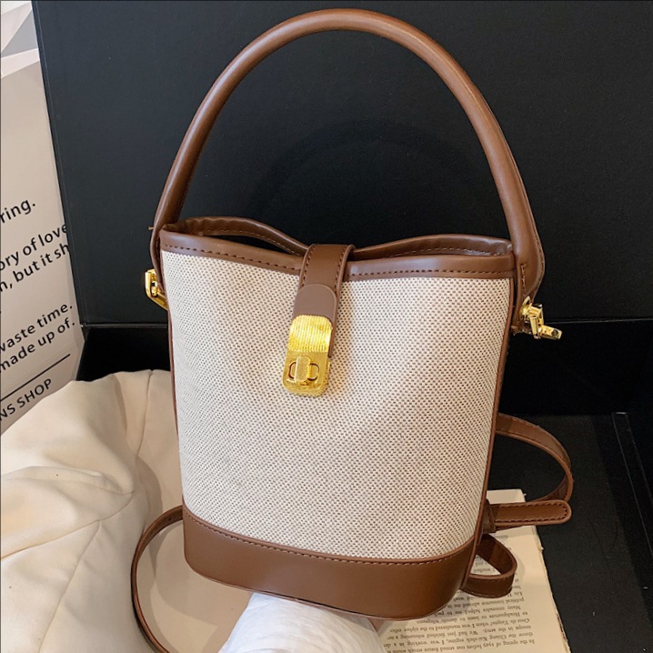 Vintage Women's Bucket Bag, High-end Patchwork Shoulder Satchel_voghion.com