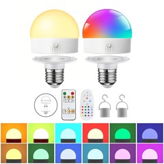 配線不要の壁ランプテーブル光源 USB 充電式電球リモコン RGB 調光可能な 15 色電球電池式