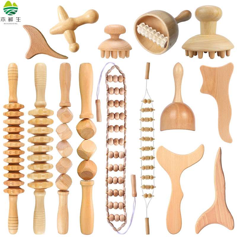 Wooden masage toolsケヤキマッサージ「筋棒アマゾンスウェーデンカップローラー」サイコロのスクレーパー|undefined