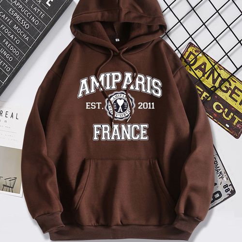 Spring and Autumn Women's Fashion Letter Print Back Hoodie Sweatshirt with Fleece Loose Hooded Sweatshirt AliExpress Amazon Hot Selling