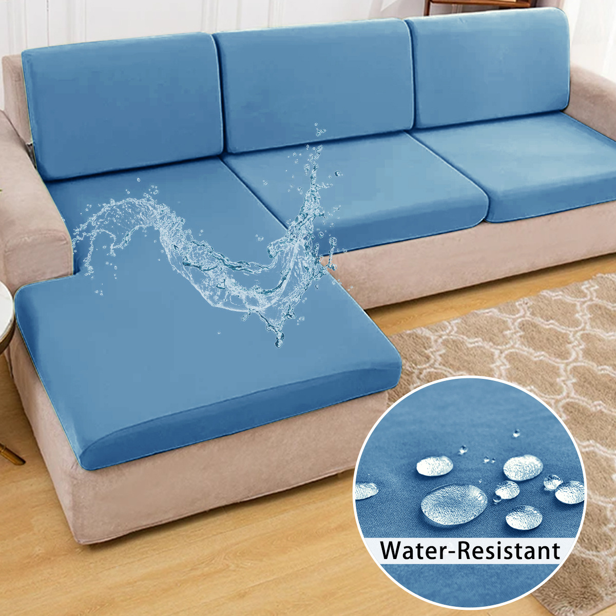 Amazon color sólido elástico 75D seda de leche impermeable sofá cojín cubierta universal todo incluido sofá gaza cubierta de sofá