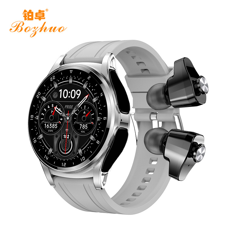 跨境S201升級版智能手錶耳機二合一圓屏藍牙通話電子運動手環新款