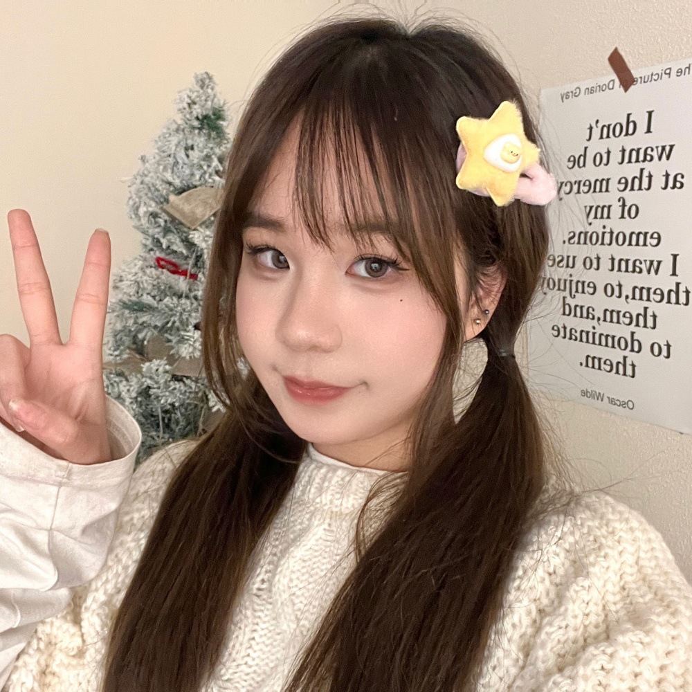 Primavera y verano lindas estrellas de peluche BB clips para niños dibujos animados joyeros para el cabello de la niña corazón de dopamina doble frangeo clip para el cabello roto