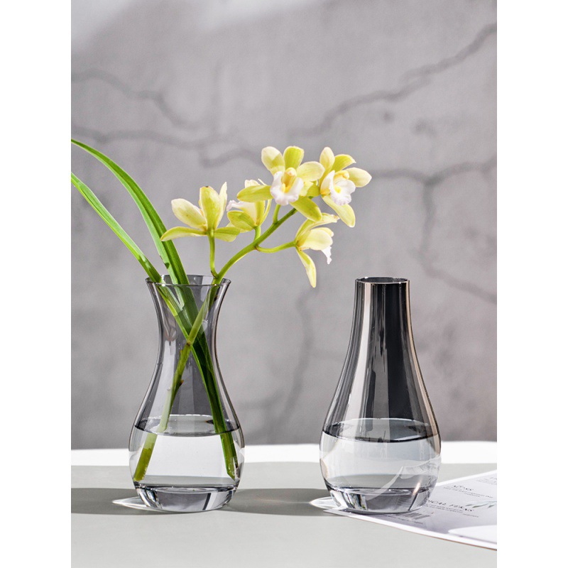 手工玻璃花瓶透明插花水培花器輕奢餐桌客廳新中式禪意水養觀音瓶