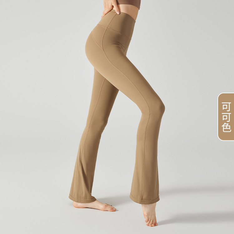 Pantalones de yoga micro acampanados europeos y americanos cintura alta Levantamiento de cadera desgaste exterior pilates pantalones de fitness profesionales Pantalones deportivos ajustados para mujeres verano