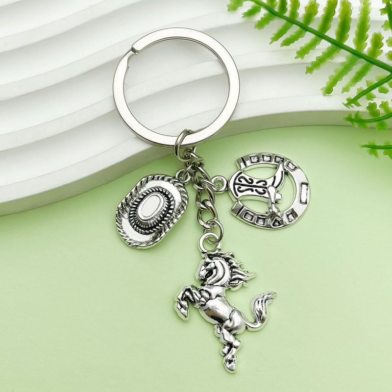 Cross-Border Ancient Silver Alloy Western Cowboy Hat Horseshoe Boots Key Chain Key Chain Bag Pendant Foreign Trade Small Gifts Cross-Border Ancient Silver Alloy Western Cowboy Hat Horseshoe Boots Key Chain Key Chain Bag Pendant Foreign Trade Small Gifts