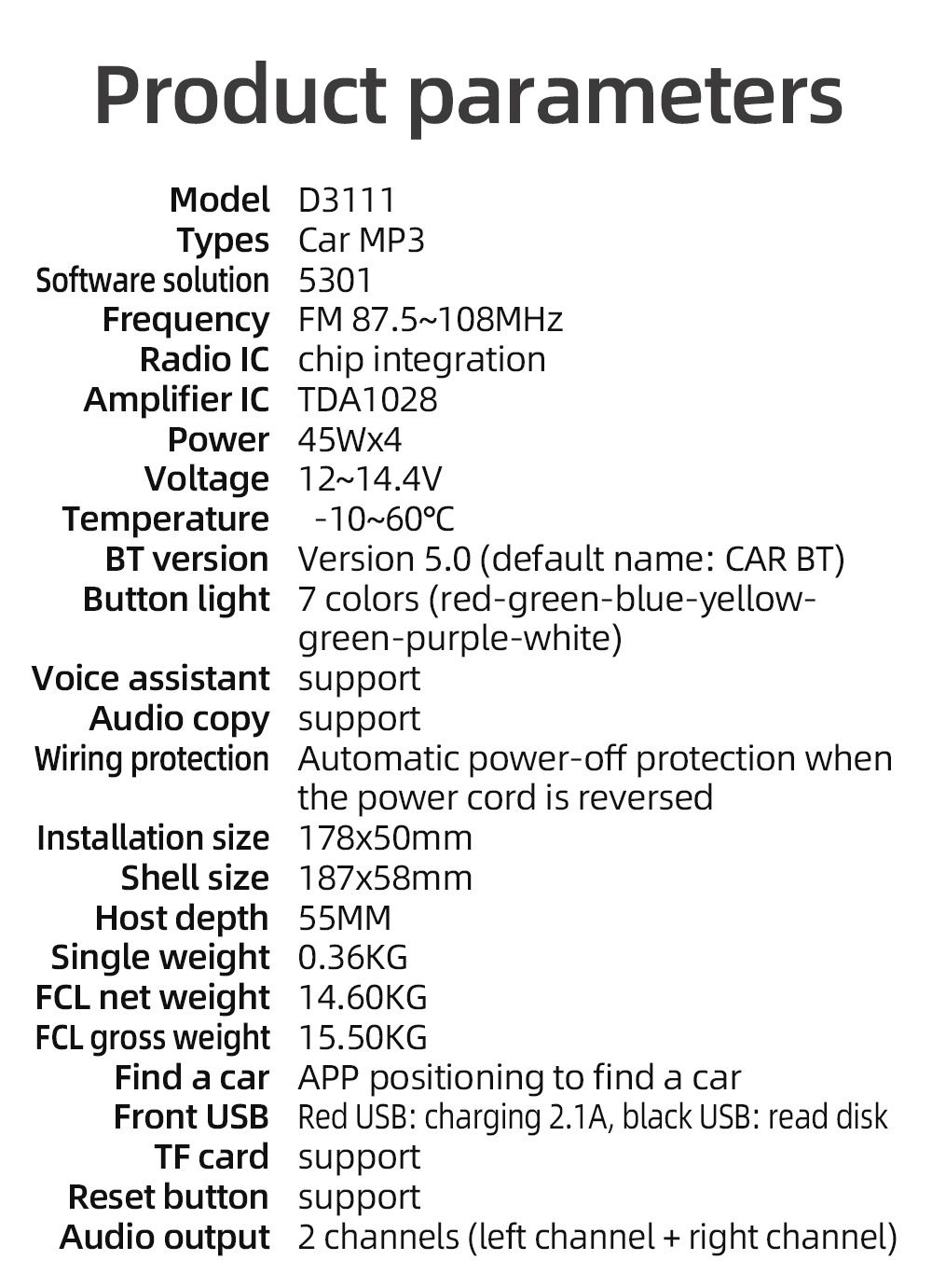12V Positioning Car Fm Radio Stereo Remote Control Digital Bluetooth Audio Music Car Mp3 Player