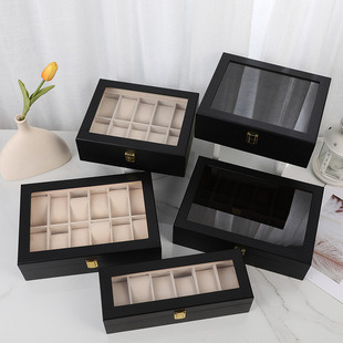 Fashion Hot-selling Solid Wood Matte 6-digit Counter High-end Watch Box Light Luxury Retro Paint Window Collection Watch Box