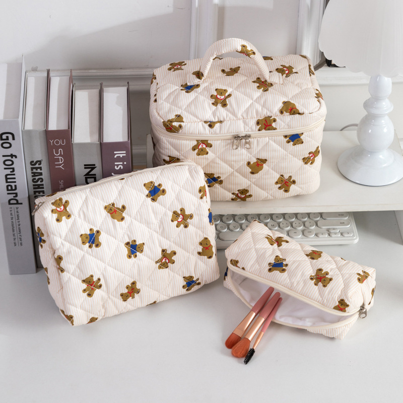 Cross-Border Portable Cosmetic Bag for Women, Large Capacity Portable Toiletry Bag, Business Trip Cosmetics Storage Bag, Pencil Case Set