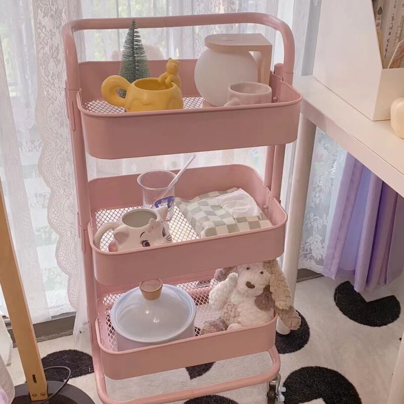 Trolley Storage Rack Floor Multi-layer Household Bedroom Mobile Snacks Living Room Multifunctional Storage Rack Wholesale
