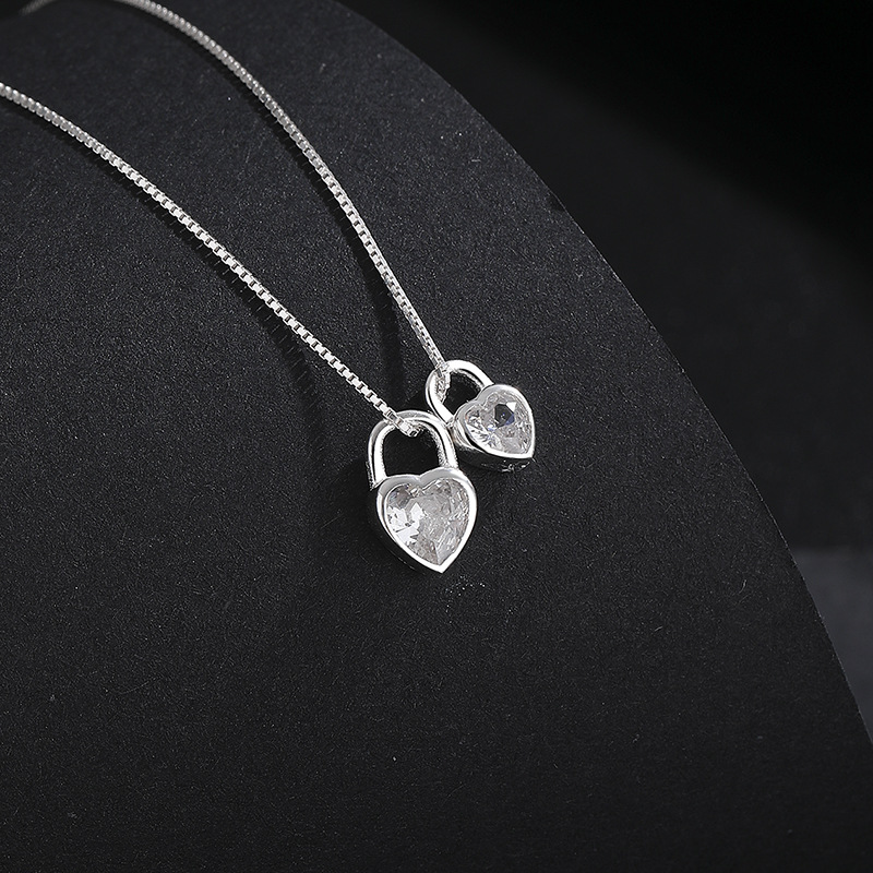 cable chain, box chain Chain Type 1 Piece Quantity Daily, Street Occasion 925 Sterling Silver Cable Chain Box Chain Heart Shape Pendant Necklace