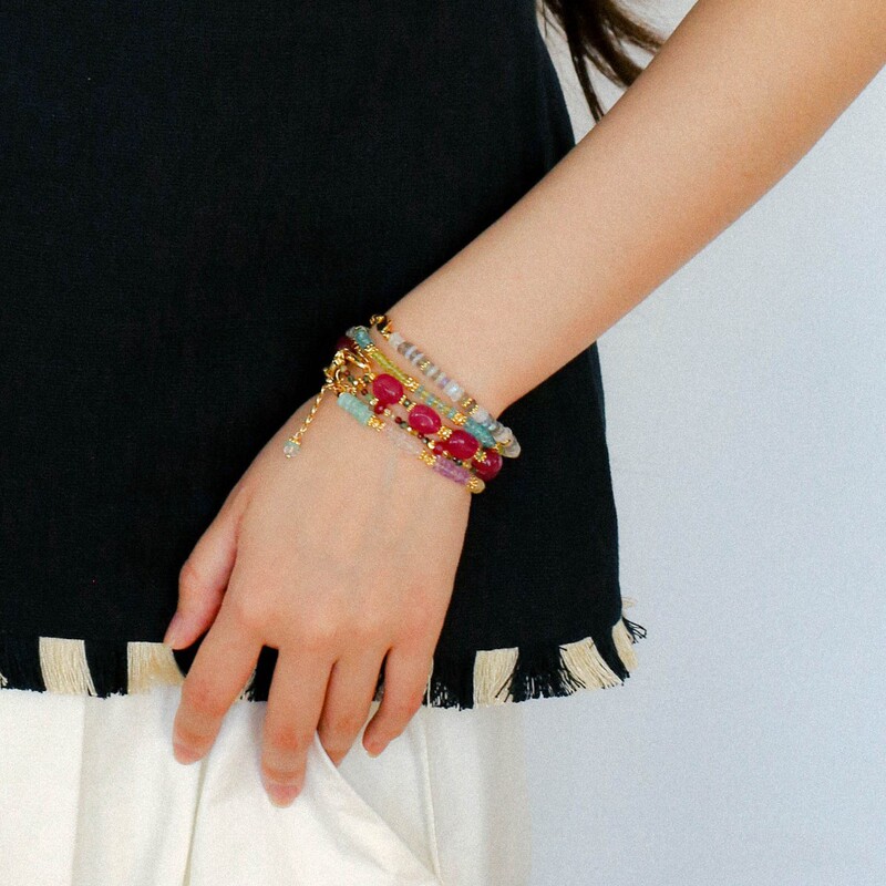 Niche Designer New Crystal Tourmaline Bracelet Women's Ins Trendy Fresh Fashion Colorful Bracelet