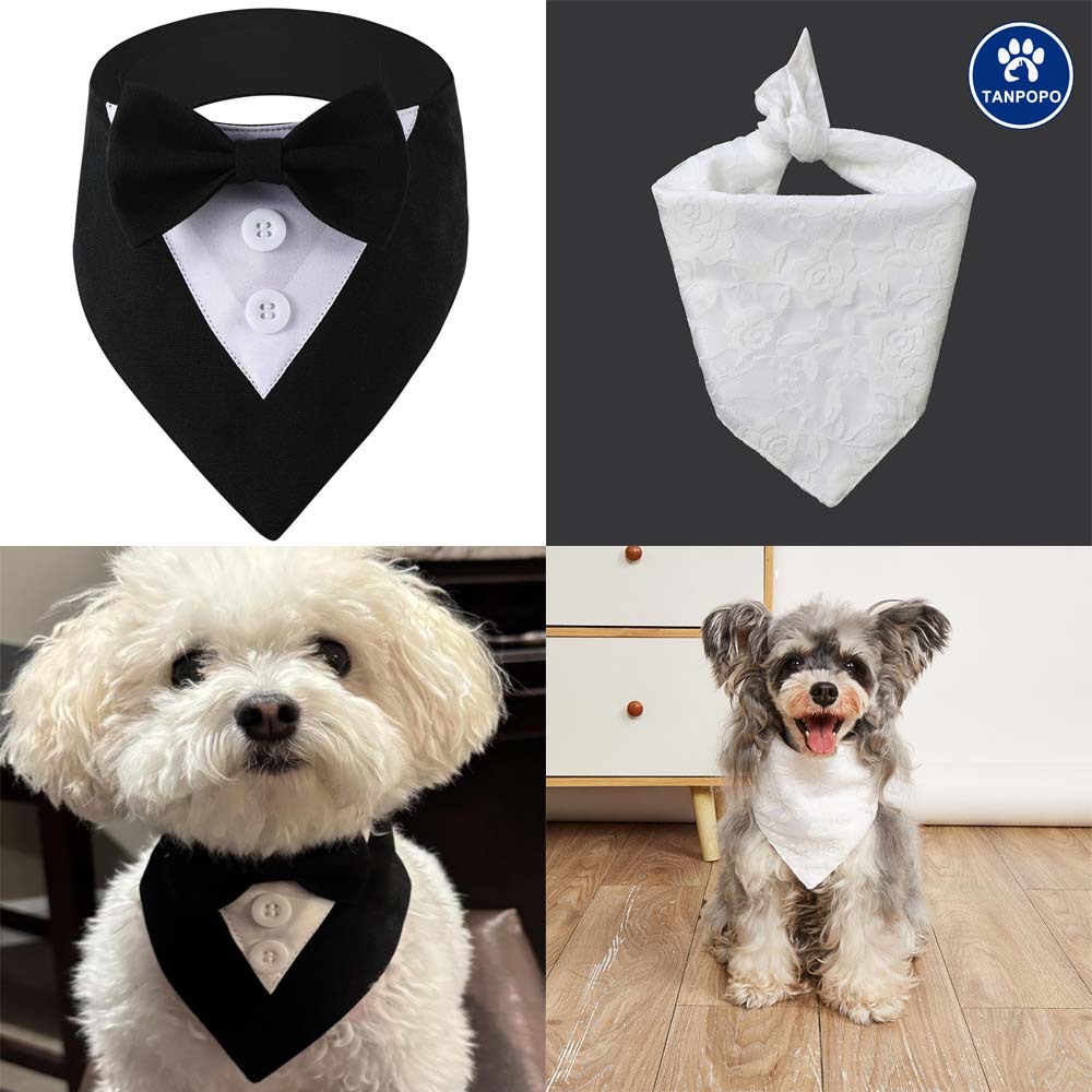 Tanpopo trajes de boda británicos transfronterizos toallas de saliva para mascotas bufandas de encaje para perros toallas de triángulo para mascotas