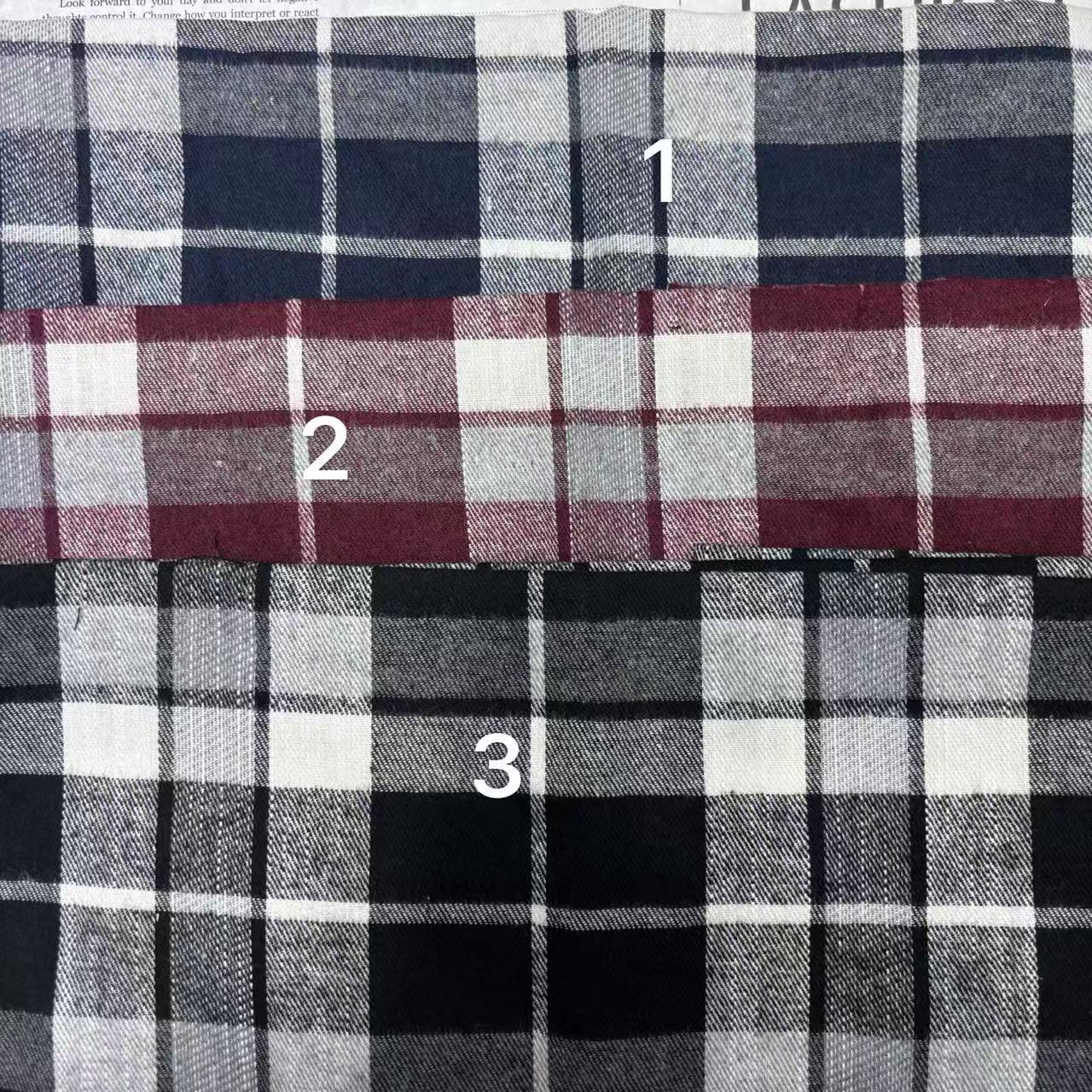 全棉磨毛色织格子男女衬衫连衣裙童装睡衣鞋材帽子布料