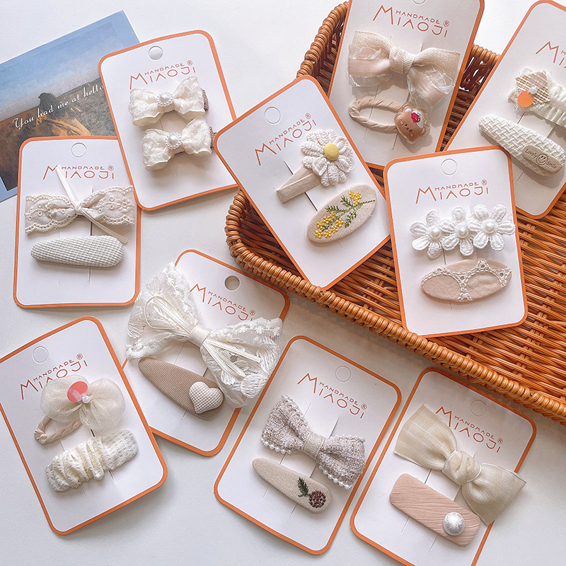 22g Weight Elegant Korean Style Kid'S Women's Embroidery Cartoon Knot Cloth Bowknot Hair Clip