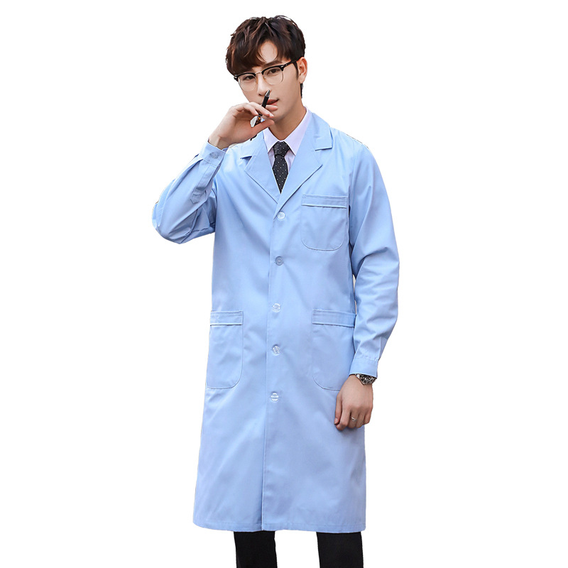 White Coat Long-sleeved Doctor Suit Male Doctor White Lab Coat Student Chemical Thick Section Short-sleeved Long Section Overalls Winter