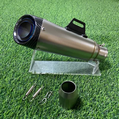 Motorcycle exhaust pipe Tail Section 321RR Race - three-layer-titanium-color-carbon-head-blue-tail-51mm