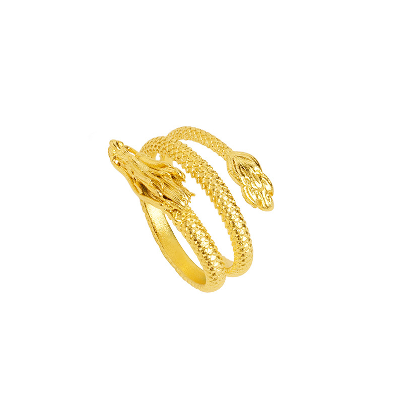 Panlong anillo abierto Zodiaco Vietnam arena oro antiguo estilo chino de los hombres y las mujeres del Dragón de la joyería del todo-Partido transmisión en vivo Venta caliente